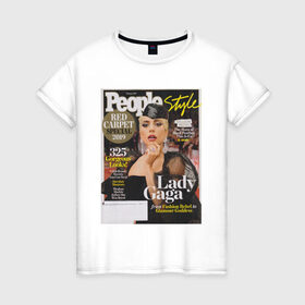 Женская футболка хлопок с принтом Lady GAGA в Тюмени, 100% хлопок | прямой крой, круглый вырез горловины, длина до линии бедер, слегка спущенное плечо | lady gaga | знаменитости | леди гага | музыка | поп