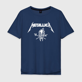 Мужская футболка хлопок Oversize с принтом METALLICA в Тюмени, 100% хлопок | свободный крой, круглый ворот, “спинка” длиннее передней части | Тематика изображения на принте: metallica | metallica logo | rock | метал группа | металл | металлика логотип | музыка | рок | трэш метал | хеви метал