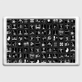 Магнит 45*70 с принтом Portal icons в Тюмени, Пластик | Размер: 78*52 мм; Размер печати: 70*45 | Тематика изображения на принте: half life | головоломка | иконки | пиктограммы | портал | телепорт