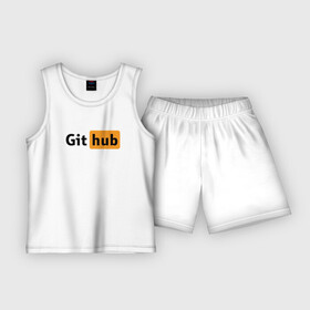 Детская пижама с шортами хлопок с принтом Git Hub в Тюмени,  |  | Тематика изображения на принте: git hub | github | it | кодинг