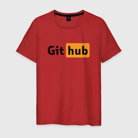 Мужская футболка хлопок с принтом Git Hub в Тюмени, 100% хлопок | прямой крой, круглый вырез горловины, длина до линии бедер, слегка спущенное плечо. | git hub | github | it | кодинг