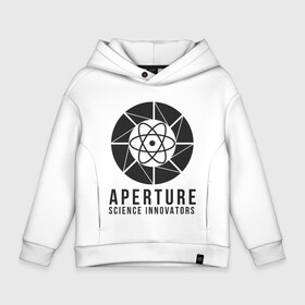 Детское худи Oversize хлопок с принтом APERTURE lab. в Тюмени, френч-терри — 70% хлопок, 30% полиэстер. Мягкий теплый начес внутри —100% хлопок | боковые карманы, эластичные манжеты и нижняя кромка, капюшон на магнитной кнопке | aperture | aperture science innovators | game | portal | portal 2