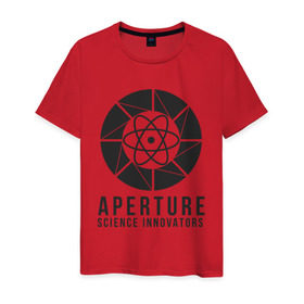 Мужская футболка хлопок с принтом APERTURE lab. в Тюмени, 100% хлопок | прямой крой, круглый вырез горловины, длина до линии бедер, слегка спущенное плечо. | aperture | aperture science innovators | game | portal | portal 2