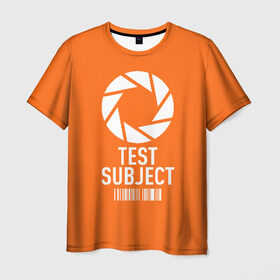 Мужская футболка 3D с принтом Испытуемый в Тюмени, 100% полиэфир | прямой крой, круглый вырез горловины, длина до линии бедер | aperture | aperture science innovators | game | portal | portal 2