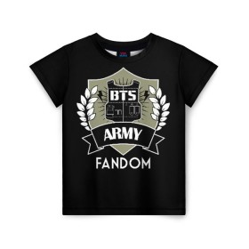 Детская футболка 3D с принтом BTS Army Fandom в Тюмени, 100% гипоаллергенный полиэфир | прямой крой, круглый вырез горловины, длина до линии бедер, чуть спущенное плечо, ткань немного тянется | army | bangtan boys | beyond the scene | boys | bts | chin | edm | emblem | fandom | fans | hieroglyphs | hip hop | jimin | k pop | logo | rainbow | rb | rm | south korean | армия | бойбенд | ви | джей хоуп | иероглифы | логотип | мальчики | радуга 