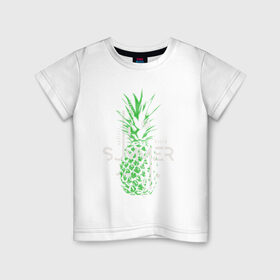Детская футболка хлопок с принтом Crazy Summer в Тюмени, 100% хлопок | круглый вырез горловины, полуприлегающий силуэт, длина до линии бедер | crazy | summer | абстракция | ананас | летняя | лето | фрукт