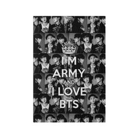 Обложка для паспорта матовая кожа с принтом I am army and I lover BTS в Тюмени, натуральная матовая кожа | размер 19,3 х 13,7 см; прозрачные пластиковые крепления | bangtan boys | beyond the scene | boyband | boys | bts | chin | chonguk | collage | crown | edm | flowers | hip hop | jimin | jj hope | k pop | photo | r  b | rm | south korean | suga | wee | бойбенд | ви | джей хоуп | коллаж | корона | мальчики | с