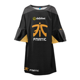 Детское платье 3D с принтом cs:go (Fnatic) в Тюмени, 100% полиэстер | прямой силуэт, чуть расширенный к низу. Круглая горловина, на рукавах — воланы | Тематика изображения на принте: cs:go