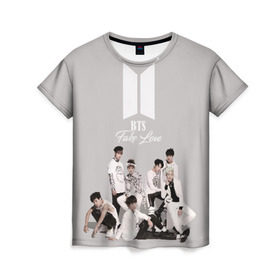 Женская футболка 3D с принтом BTS Take love в Тюмени, 100% полиэфир ( синтетическое хлопкоподобное полотно) | прямой крой, круглый вырез горловины, длина до линии бедер | bangtan boys | beyond the scene | boyband | boys | bts | chin | chonguk | edm | emblem | hip hop | jimin | jj hope | k pop | logo | r  b | rm | south korean | suga | wee | бойбенд | ви | возьми | джей хоуп | логотип | любовь | мальчики | сюга | х