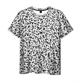 Мужская футболка 3D с принтом буквы ЙУХАН в Тюмени, 100% полиэфир | прямой крой, круглый вырез горловины, длина до линии бедер | алфавит | белый | буквы | паттрен | слово | узор