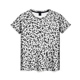 Женская футболка 3D с принтом буквы ЙУХАН в Тюмени, 100% полиэфир ( синтетическое хлопкоподобное полотно) | прямой крой, круглый вырез горловины, длина до линии бедер | алфавит | белый | буквы | паттрен | слово | узор
