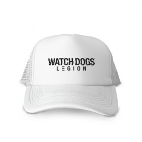 Кепка тракер с сеткой с принтом Watch Dogs Legion в Тюмени, трикотажное полотно; задняя часть — сетка | длинный козырек, универсальный размер, пластиковая застежка | 