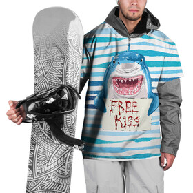 Накидка на куртку 3D с принтом Free Kiss в Тюмени, 100% полиэстер |  | Тематика изображения на принте: free kiss | акула | бесплатные поцелуи | вода | кровь | море | объявление | острые зубы | поцелуй | рыба | табличка | хищник