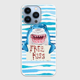 Чехол для iPhone 13 Pro с принтом Free Kiss в Тюмени,  |  | free kiss | акула | бесплатные поцелуи | вода | кровь | море | объявление | острые зубы | поцелуй | рыба | табличка | хищник