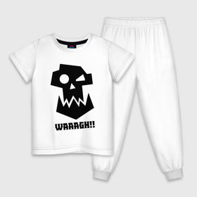 Детская пижама хлопок с принтом WAAAGH!! в Тюмени, 100% хлопок |  брюки и футболка прямого кроя, без карманов, на брюках мягкая резинка на поясе и по низу штанин
 | Тематика изображения на принте: 40000 | 40k | game | ork | orks | waaagh | warhammer | warhammer 40k | wh40k | игра | орки