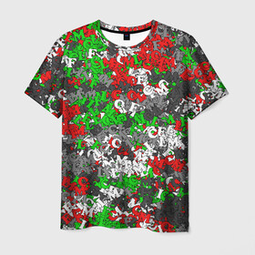 Мужская футболка 3D с принтом Камуфляж с буквами FCLM в Тюмени, 100% полиэфир | прямой крой, круглый вырез горловины, длина до линии бедер | Тематика изображения на принте: зеленый | клуб | красно зеленый | красный | локо | локомотив | москва | паттерн