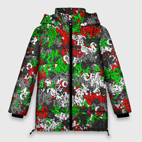 Женская зимняя куртка 3D с принтом Камуфляж с буквами FCLM в Тюмени, верх — 100% полиэстер; подкладка — 100% полиэстер; утеплитель — 100% полиэстер | длина ниже бедра, силуэт Оверсайз. Есть воротник-стойка, отстегивающийся капюшон и ветрозащитная планка. 

Боковые карманы с листочкой на кнопках и внутренний карман на молнии | зеленый | клуб | красно зеленый | красный | локо | локомотив | москва | паттерн