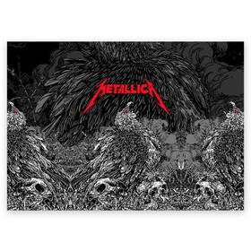 Поздравительная открытка с принтом Metallica  в Тюмени, 100% бумага | плотность бумаги 280 г/м2, матовая, на обратной стороне линовка и место для марки
 | Тематика изображения на принте: american | bird | eagle | james hetfield | kirk hammett | lars ulrich | metal band | metallica | red eye | robert trujillo | scream | skull | американская | джеймс хетфилд | кирк хэмметт | красный глаз | крик | ларс ульрих | метал группа | метал