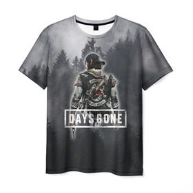 Мужская футболка 3D с принтом Days Gone в Тюмени, 100% полиэфир | прямой крой, круглый вырез горловины, длина до линии бедер | Тематика изображения на принте: days gone | лес | лого | персонаж
