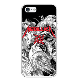 Чехол для iPhone 5/5S матовый с принтом Metallica в Тюмени, Силикон | Область печати: задняя сторона чехла, без боковых панелей | Тематика изображения на принте: american | angry | emblem | james hetfield | kirk hammett | la | live | logo | metal band | metallica | rats | ravens | zombies | американская | вороны | джеймс хетфилд | живые | злые | зомби | кирк хэмметт | крысы | ларс ульрих | логотип | мета