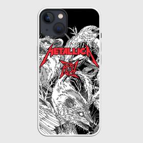 Чехол для iPhone 13 с принтом Metallica в Тюмени,  |  | american | angry | emblem | james hetfield | kirk hammett | la | live | logo | metal band | metallica | rats | ravens | zombies | американская | вороны | джеймс хетфилд | живые | злые | зомби | кирк хэмметт | крысы | ларс ульрих | логотип | мета
