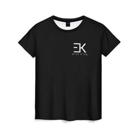 Женская футболка 3D с принтом ЕГОР КРИД (НА СПИНЕ) в Тюмени, 100% полиэфир ( синтетическое хлопкоподобное полотно) | прямой крой, круглый вырез горловины, длина до линии бедер | ek | ek team | family | kreed | егор булаткин | егор крид | ек | крид