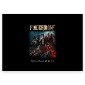 Поздравительная открытка с принтом Powerwolf в Тюмени, 100% бумага | плотность бумаги 280 г/м2, матовая, на обратной стороне линовка и место для марки
 | Тематика изображения на принте: powerwolf | метал | повервольф | повервульф | рок