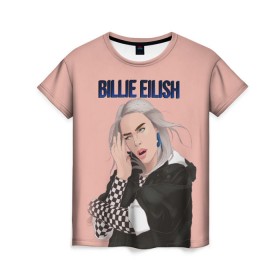 Женская футболка 3D с принтом BILLIE EILISH в Тюмени, 100% полиэфир ( синтетическое хлопкоподобное полотно) | прямой крой, круглый вырез горловины, длина до линии бедер | ayelish | bad guy | bellyache | bilie eilish | bilie elish | billie | billie eilish | eilish | electronic | elish | music | били айлиш | билли айлиш | эйлиш | элиш