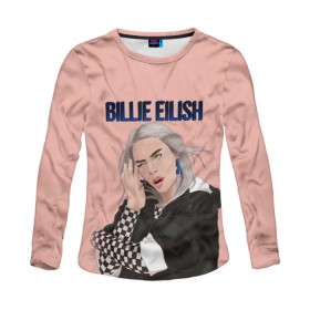 Женский лонгслив 3D с принтом BILLIE EILISH в Тюмени, 100% полиэстер | длинные рукава, круглый вырез горловины, полуприлегающий силуэт | ayelish | bad guy | bellyache | bilie eilish | bilie elish | billie | billie eilish | eilish | electronic | elish | music | били айлиш | билли айлиш | эйлиш | элиш