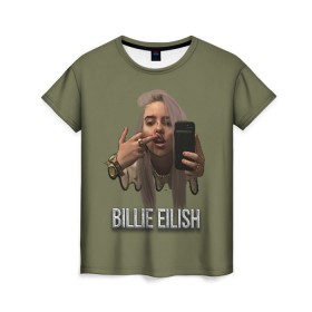 Женская футболка 3D с принтом BILLIE EILISH в Тюмени, 100% полиэфир ( синтетическое хлопкоподобное полотно) | прямой крой, круглый вырез горловины, длина до линии бедер | ayelish | bad guy | bellyache | bilie eilish | bilie elish | billie | billie eilish | eilish | electronic | elish | music | били айлиш | билли айлиш | эйлиш | элиш