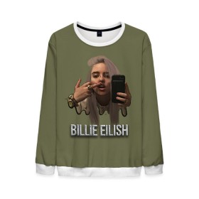 Мужской свитшот 3D с принтом BILLIE EILISH в Тюмени, 100% полиэстер с мягким внутренним слоем | круглый вырез горловины, мягкая резинка на манжетах и поясе, свободная посадка по фигуре | ayelish | bad guy | bellyache | bilie eilish | bilie elish | billie | billie eilish | eilish | electronic | elish | music | били айлиш | билли айлиш | эйлиш | элиш