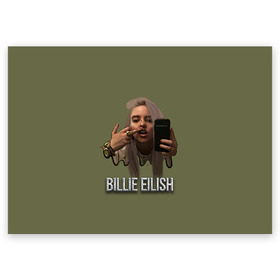 Поздравительная открытка с принтом BILLIE EILISH в Тюмени, 100% бумага | плотность бумаги 280 г/м2, матовая, на обратной стороне линовка и место для марки
 | Тематика изображения на принте: ayelish | bad guy | bellyache | bilie eilish | bilie elish | billie | billie eilish | eilish | electronic | elish | music | били айлиш | билли айлиш | эйлиш | элиш