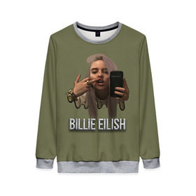 Женский свитшот 3D с принтом BILLIE EILISH в Тюмени, 100% полиэстер с мягким внутренним слоем | круглый вырез горловины, мягкая резинка на манжетах и поясе, свободная посадка по фигуре | ayelish | bad guy | bellyache | bilie eilish | bilie elish | billie | billie eilish | eilish | electronic | elish | music | били айлиш | билли айлиш | эйлиш | элиш