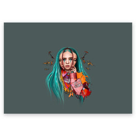 Поздравительная открытка с принтом BILLIE EILISH в Тюмени, 100% бумага | плотность бумаги 280 г/м2, матовая, на обратной стороне линовка и место для марки
 | Тематика изображения на принте: ayelish | bad guy | bellyache | bilie eilish | bilie elish | billie | billie eilish | eilish | electronic | elish | music | били айлиш | билли айлиш | эйлиш | элиш