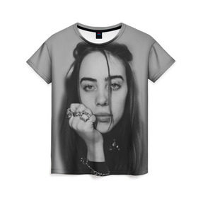 Женская футболка 3D с принтом BILLIE EILISH в Тюмени, 100% полиэфир ( синтетическое хлопкоподобное полотно) | прямой крой, круглый вырез горловины, длина до линии бедер | ayelish | bad guy | bellyache | bilie eilish | bilie elish | billie | billie eilish | eilish | electronic | elish | music | били айлиш | билли айлиш | эйлиш | элиш