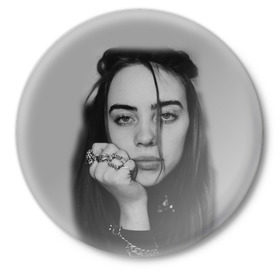 Значок с принтом BILLIE EILISH в Тюмени,  металл | круглая форма, металлическая застежка в виде булавки | Тематика изображения на принте: ayelish | bad guy | bellyache | bilie eilish | bilie elish | billie | billie eilish | eilish | electronic | elish | music | били айлиш | билли айлиш | эйлиш | элиш