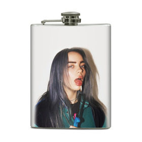 Фляга с принтом BILLIE EILISH в Тюмени, металлический корпус | емкость 0,22 л, размер 125 х 94 мм. Виниловая наклейка запечатывается полностью | ayelish | bad guy | bellyache | bilie eilish | bilie elish | billie | billie eilish | eilish | electronic | elish | music | били айлиш | билли айлиш | эйлиш | элиш