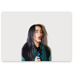 Поздравительная открытка с принтом BILLIE EILISH в Тюмени, 100% бумага | плотность бумаги 280 г/м2, матовая, на обратной стороне линовка и место для марки
 | Тематика изображения на принте: ayelish | bad guy | bellyache | bilie eilish | bilie elish | billie | billie eilish | eilish | electronic | elish | music | били айлиш | билли айлиш | эйлиш | элиш