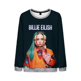 Мужской свитшот 3D с принтом BILLIE EILISH в Тюмени, 100% полиэстер с мягким внутренним слоем | круглый вырез горловины, мягкая резинка на манжетах и поясе, свободная посадка по фигуре | ayelish | bad guy | bellyache | bilie eilish | bilie elish | billie | billie eilish | eilish | electronic | elish | music | били айлиш | билли айлиш | эйлиш | элиш