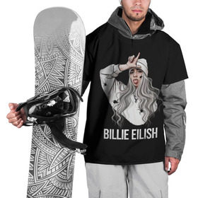 Накидка на куртку 3D с принтом BILLIE EILISH в Тюмени, 100% полиэстер |  | ayelish | bad guy | bellyache | bilie eilish | bilie elish | billie | billie eilish | eilish | electronic | elish | music | били айлиш | билли айлиш | эйлиш | элиш