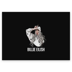 Поздравительная открытка с принтом BILLIE EILISH в Тюмени, 100% бумага | плотность бумаги 280 г/м2, матовая, на обратной стороне линовка и место для марки
 | ayelish | bad guy | bellyache | bilie eilish | bilie elish | billie | billie eilish | eilish | electronic | elish | music | били айлиш | билли айлиш | эйлиш | элиш