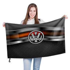 Флаг 3D с принтом Volkswagen Metal в Тюмени, 100% полиэстер | плотность ткани — 95 г/м2, размер — 67 х 109 см. Принт наносится с одной стороны | volkswagen | авто | волксваген | вольсваген | железо | кольчуга | лого авто | метал | металлическая | сетка | сталь | цепи