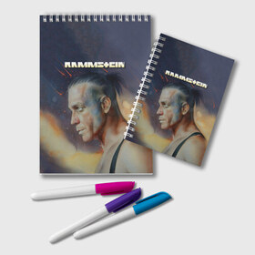 Блокнот с принтом Rammstein в Тюмени, 100% бумага | 48 листов, плотность листов — 60 г/м2, плотность картонной обложки — 250 г/м2. Листы скреплены удобной пружинной спиралью. Цвет линий — светло-серый
 | amerika | art | germany | logo | rammstein | rock | till lindemann | арт | германия | группа | логотип | музыка | немецкая группа | немцы | песня | раммштайн | рамштайн | рок