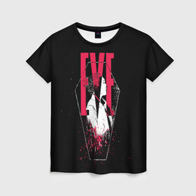 Женская футболка 3D с принтом EVE в Тюмени, 100% полиэфир ( синтетическое хлопкоподобное полотно) | прямой крой, круглый вырез горловины, длина до линии бедер | eve | killing eve | oksana astankova | villanelle | вилланель | ева | оксана
