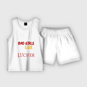 Детская пижама с шортами хлопок с принтом Lucifan в Тюмени,  |  | bad | good | heaven | lucifer | люцифер | надпись | фраза