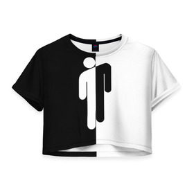 Женская футболка Cropp-top с принтом BILLIE EILISH в Тюмени, 100% полиэстер | круглая горловина, длина футболки до линии талии, рукава с отворотами | be | billie | billie eilish | билли | билли айлиш
