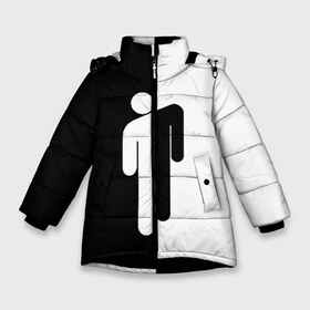 Зимняя куртка для девочек 3D с принтом BILLIE EILISH в Тюмени, ткань верха — 100% полиэстер; подклад — 100% полиэстер, утеплитель — 100% полиэстер. | длина ниже бедра, удлиненная спинка, воротник стойка и отстегивающийся капюшон. Есть боковые карманы с листочкой на кнопках, утяжки по низу изделия и внутренний карман на молнии. 

Предусмотрены светоотражающий принт на спинке, радужный светоотражающий элемент на пуллере молнии и на резинке для утяжки. | Тематика изображения на принте: be | billie | billie eilish | билли | билли айлиш