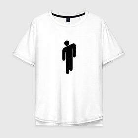 Мужская футболка хлопок Oversize с принтом BILLIE EILISH (НА СПИНЕ) в Тюмени, 100% хлопок | свободный крой, круглый ворот, “спинка” длиннее передней части | be | billie | billie eilish | билли | билли айлиш