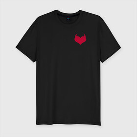 Мужская футболка премиум с принтом Lucifer wings в Тюмени, 92% хлопок, 8% лайкра | приталенный силуэт, круглый вырез ворота, длина до линии бедра, короткий рукав | дьявольское сердечко | коварный | крылья | лайк | рога | сердце | чёртик