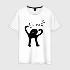 Мужская футболка хлопок с принтом ЪУЪ СЪУКА E=mc2 в Тюмени, 100% хлопок | прямой крой, круглый вырез горловины, длина до линии бедер, слегка спущенное плечо. | cat | emc 2 | emc2 | mem | memes | truxkot19 | знаменитые формулы | интернет приколы | кот | мем | мем кот | физика | формулы | ъуъ | ъуъ съука | эйнштейн